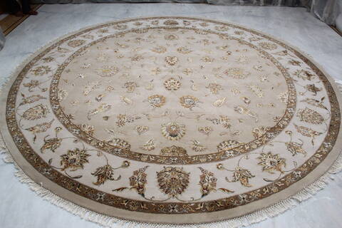 Jaipur Beige Round Hand Knotted 101 X 102 Area Rug 905-145484 Image 1