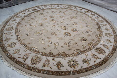 Jaipur Beige Round Hand Knotted 101 X 102 Area Rug 905-145484 Image 2