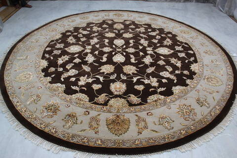 Jaipur Brown Round Hand Knotted 911 X 100 Area Rug 905-145485 Image 1