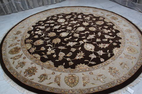 Jaipur Brown Round Hand Knotted 911 X 100 Area Rug 905-145485 Image 3