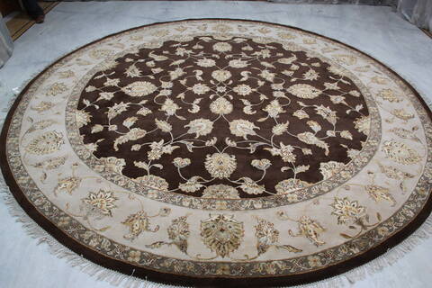 Jaipur Brown Round Hand Knotted 100 X 102 Area Rug 905-145486 Image 1