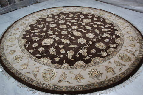 Jaipur Brown Round Hand Knotted 100 X 102 Area Rug 905-145486 Image 2