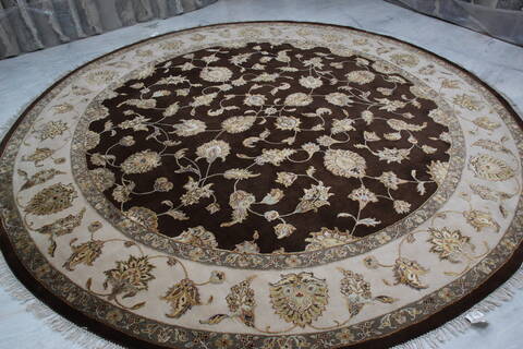 Jaipur Brown Round Hand Knotted 100 X 102 Area Rug 905-145486 Image 3