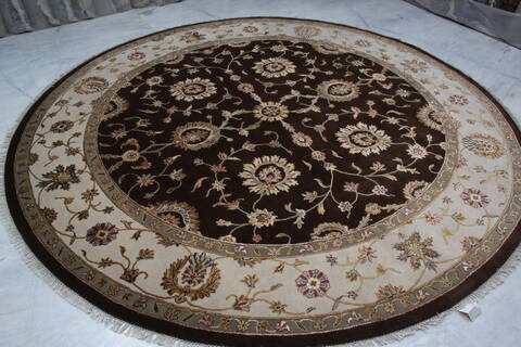 Jaipur Brown Round Hand Knotted 90 X 92 Area Rug 905-145487 Image 3