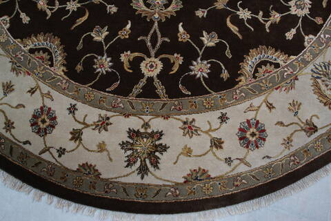 Jaipur Brown Round Hand Knotted 90 X 92 Area Rug 905-145487 Image 5