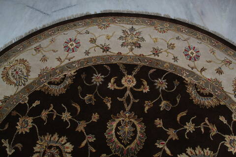 Jaipur Brown Round Hand Knotted 90 X 92 Area Rug 905-145487 Image 7