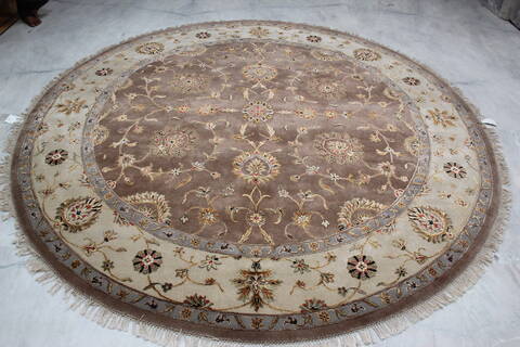 Jaipur Beige Round Hand Knotted 88 X 811 Area Rug 905-145488 Image 1