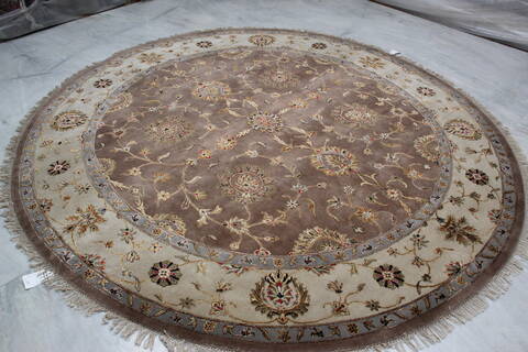 Jaipur Beige Round Hand Knotted 88 X 811 Area Rug 905-145488 Image 2