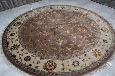 Jaipur Beige Round Hand Knotted 88 X 811 Area Rug 905-145488 Image 3