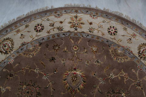 Jaipur Beige Round Hand Knotted 88 X 811 Area Rug 905-145488 Image 7
