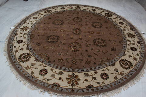 Jaipur Beige Round Hand Knotted 88 X 811 Area Rug 905-145488 Image 8