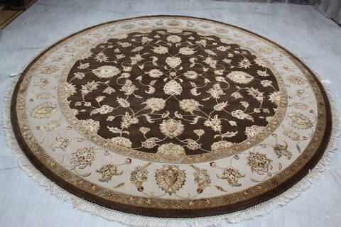 Jaipur Brown Round Hand Knotted 91 X 92 Area Rug 905-145489 Image 1