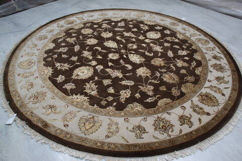 Jaipur Brown Round Hand Knotted 91 X 92 Area Rug 905-145489 Image 2