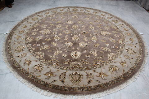 Jaipur Beige Round Hand Knotted 811 X 92 Area Rug 905-145490 Image 1