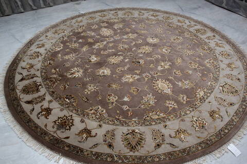 Jaipur Beige Round Hand Knotted 811 X 92 Area Rug 905-145490 Image 3