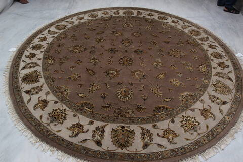 Jaipur Beige Round Hand Knotted 811 X 92 Area Rug 905-145490 Image 8