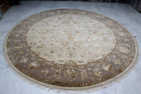 Jaipur White Round Hand Knotted 91 X 91 Area Rug 905-145491 Image 1