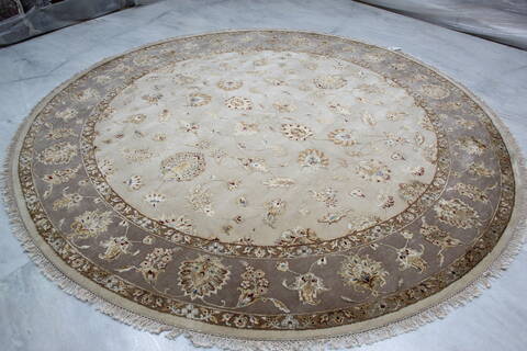Jaipur White Round Hand Knotted 91 X 91 Area Rug 905-145491 Image 2