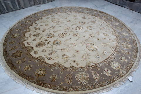 Jaipur White Round Hand Knotted 91 X 91 Area Rug 905-145491 Image 3