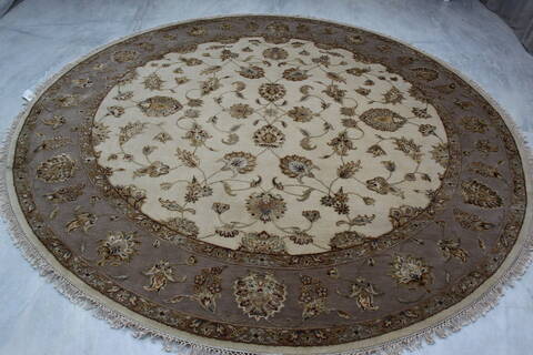 Jaipur White Round Hand Knotted 91 X 91 Area Rug 905-145491 Image 8