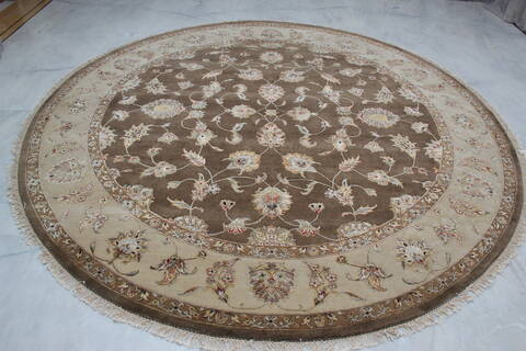 Jaipur Brown Round Hand Knotted 90 X 92 Area Rug 905-145492 Image 1