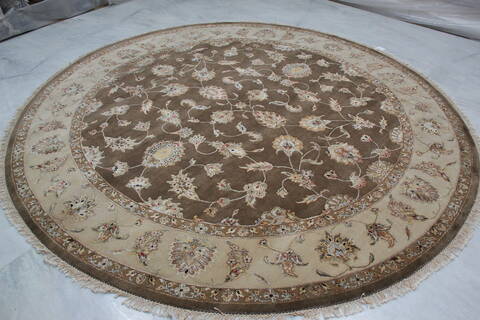 Jaipur Brown Round Hand Knotted 90 X 92 Area Rug 905-145492 Image 2
