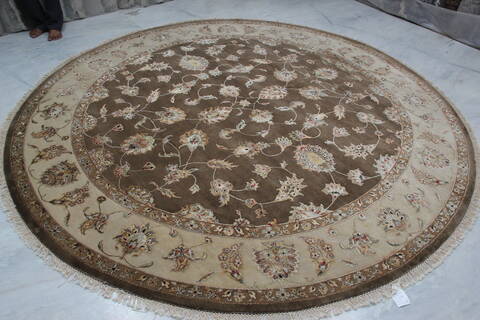 Jaipur Brown Round Hand Knotted 90 X 92 Area Rug 905-145492 Image 3