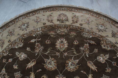 Jaipur Brown Round Hand Knotted 90 X 92 Area Rug 905-145492 Image 7