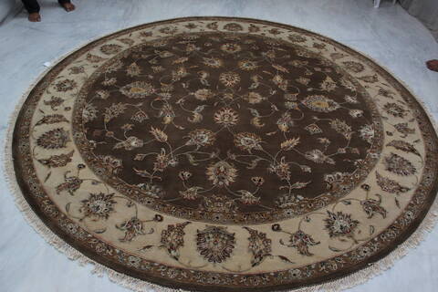 Jaipur Brown Round Hand Knotted 90 X 92 Area Rug 905-145492 Image 8