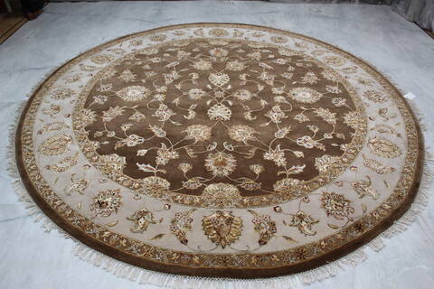 Jaipur Brown Round Hand Knotted 91 X 93 Area Rug 905-145493 Image 1