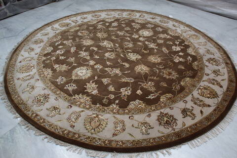Jaipur Brown Round Hand Knotted 91 X 93 Area Rug 905-145493 Image 2