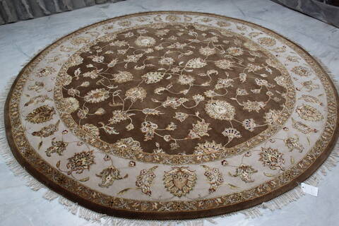 Jaipur Brown Round Hand Knotted 91 X 93 Area Rug 905-145493 Image 3