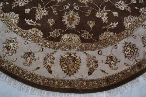 Jaipur Brown Round Hand Knotted 91 X 93 Area Rug 905-145493 Image 5