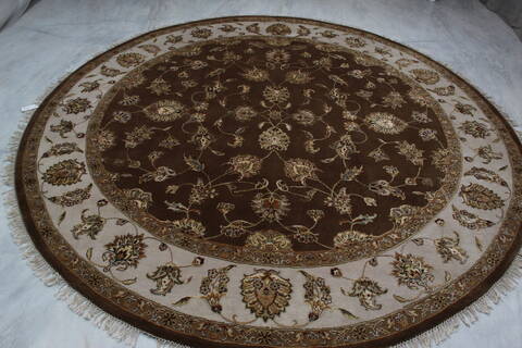 Jaipur Brown Round Hand Knotted 91 X 93 Area Rug 905-145493 Image 8