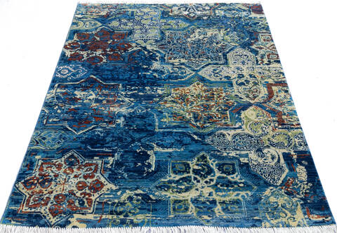 Modern Blue Hand Knotted 50 X 68 Area Rug 700-145499 Image 1