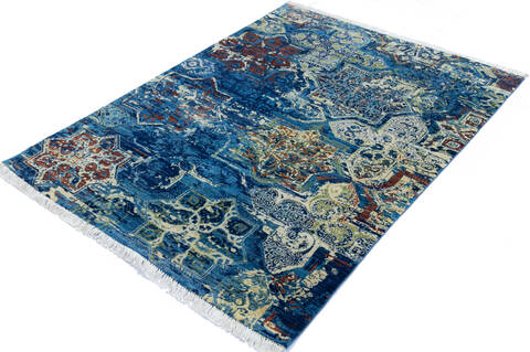 Modern Blue Hand Knotted 50 X 68 Area Rug 700-145499 Image 2