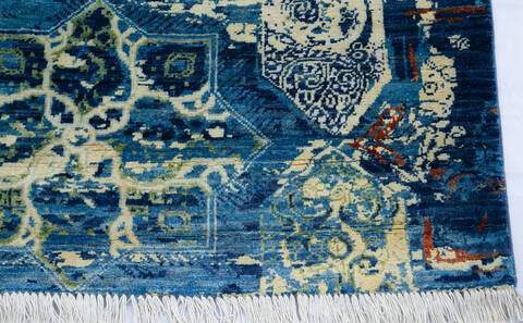 Modern Blue Hand Knotted 50 X 68 Area Rug 700-145499 Image 4