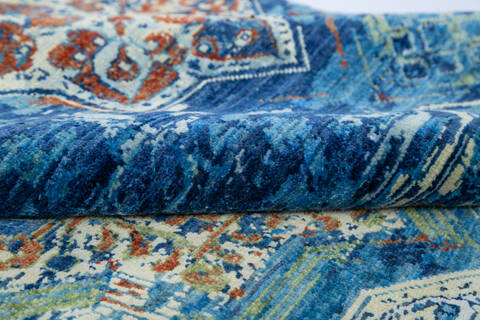 Modern Blue Hand Knotted 50 X 68 Area Rug 700-145499 Image 5