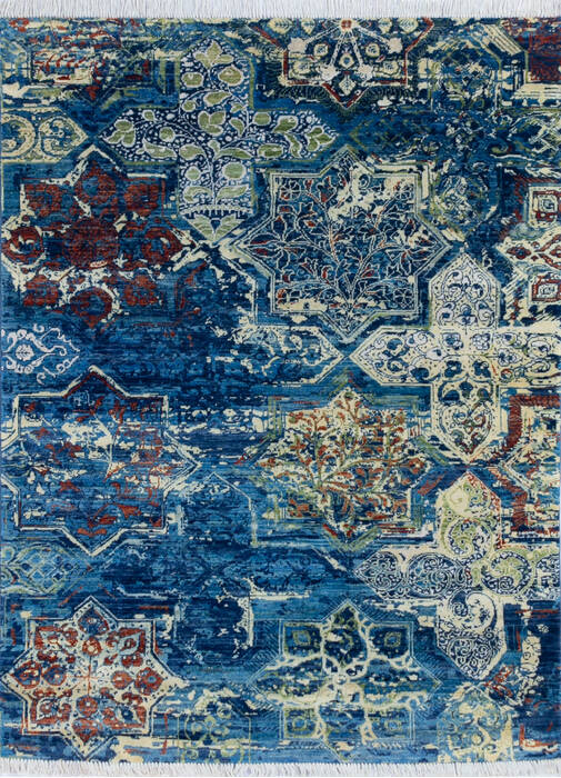 Modern Blue Hand Knotted 50 X 68 Area Rug 700-145499 Image 0