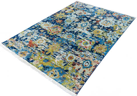Modern Blue Hand Knotted 59 X 80 Area Rug 700-145502 Image 2