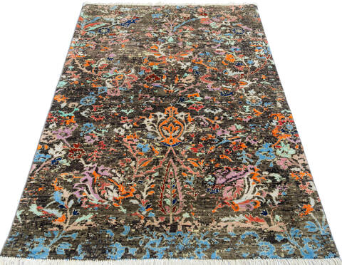 Modern Green Hand Knotted 42 X 61 Area Rug 700-145504 Image 1