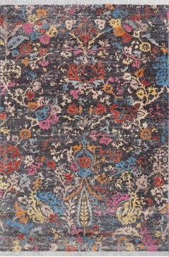 Modern Grey Hand Knotted 4'1" X 6'0"  Area Rug 700-145505
