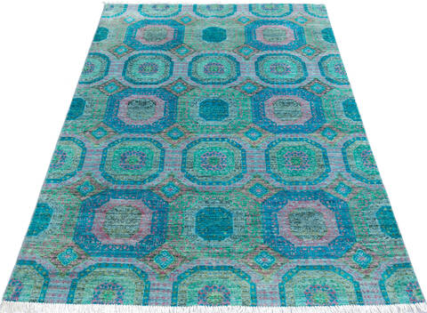 Chobi Green Hand Knotted 57 X 710 Area Rug 700-145508 Image 1