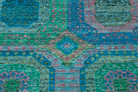 Chobi Green Hand Knotted 57 X 710 Area Rug 700-145508 Image 3