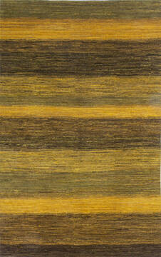 Afghan Gabbeh Yellow Rectangle 6x9 ft Wool Carpet 145510