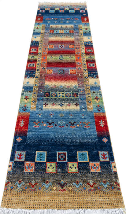 Chobi Multicolor Runner Hand Knotted 26 X 98 Area Rug 700-145512 Image 1