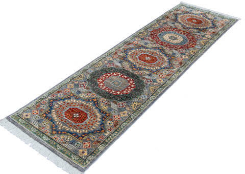 Chobi Grey Runner Hand Knotted 26 X 81 Area Rug 700-145514 Image 2