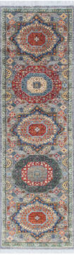 Afghan Chobi Grey Runner 6 to 9 ft Wool Carpet 145514