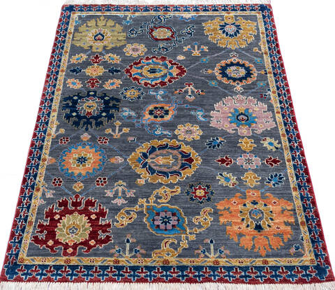 Chobi Grey Hand Knotted 40 X 60 Area Rug 700-145517 Image 1