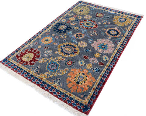 Chobi Grey Hand Knotted 40 X 60 Area Rug 700-145517 Image 2